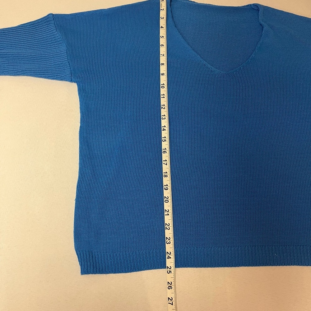 2 Cozy Pullover V Neck Knit Sweaters - Medium Royal Blue and Light Grey - 4X - Picture 6 of 6